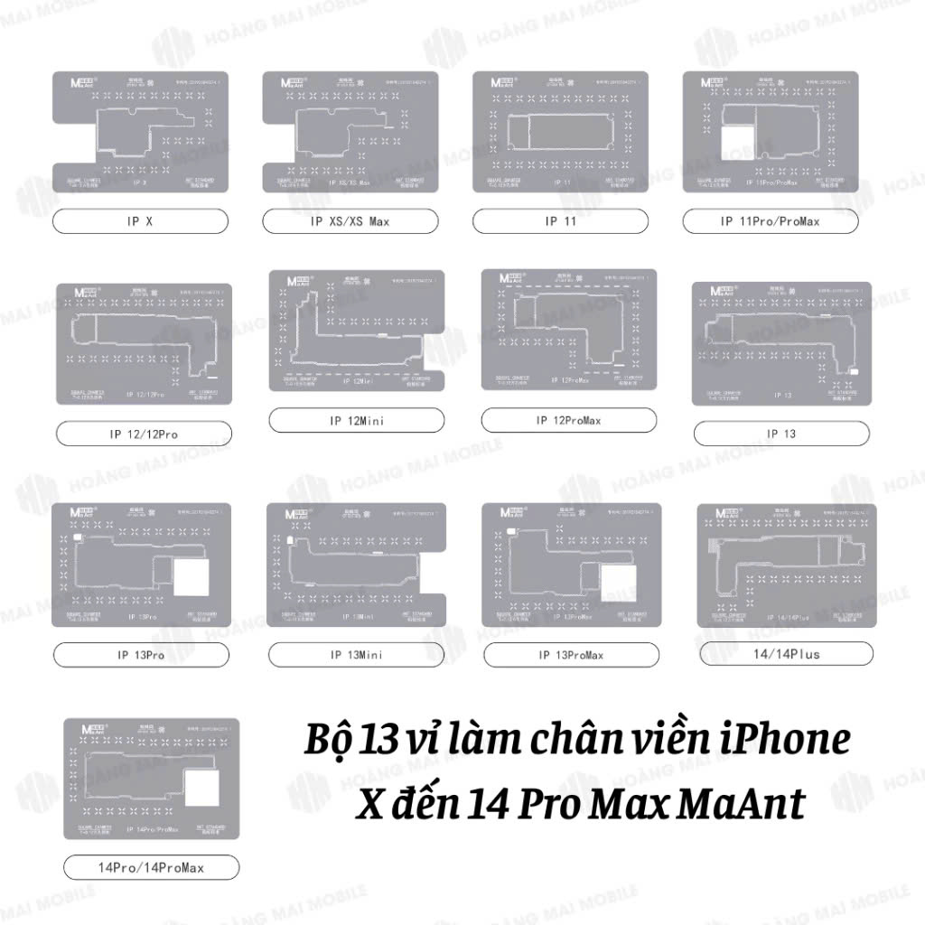Táo Thẩm Tools | Bộ 15 vỉ làm chân viền iOS từ X đến 15 Pro Max MAANT (0.1mm)