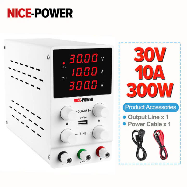 Máy Cấp Nguồn 30V-10A Nice Power R-SPS3010 Đồng Hồ LED 4 Số (Nguồn Xung)| Táo Thẩm Tools