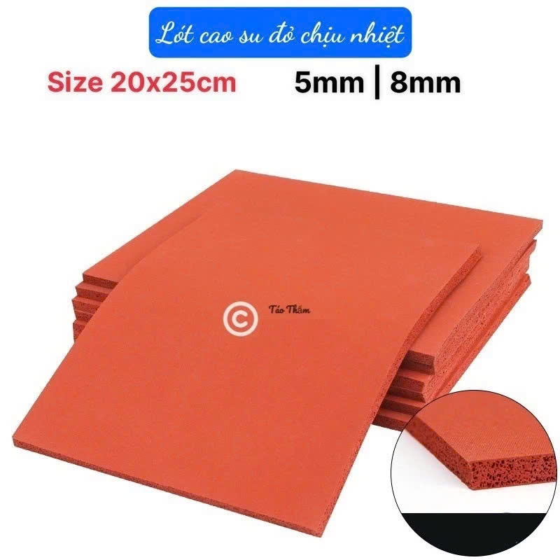 Lót Cao Su Đỏ Chịu Nhiệt 20*25cm | 6MM | 8MM